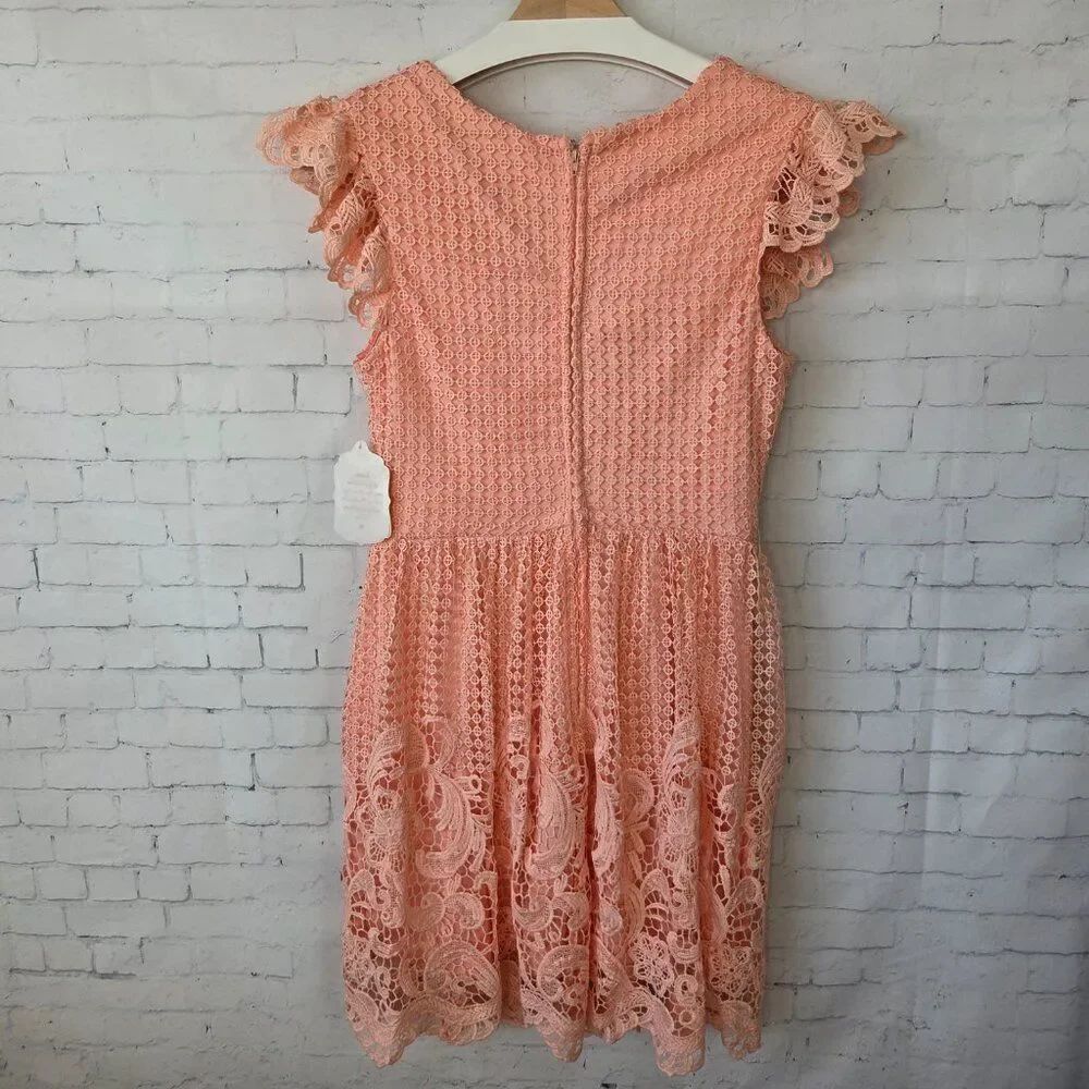 Altar'd State Coral Peach Lace Crochet Dress Size S NEW Party Princess Peach - Picture 6 of 10